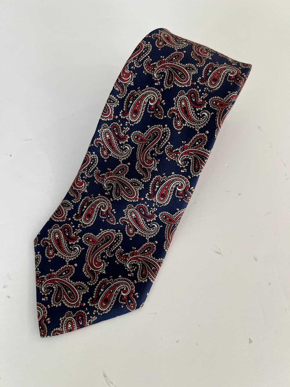 Ballymoor Men's Silk Neck Tie Navy Blue & Red Paisley JL